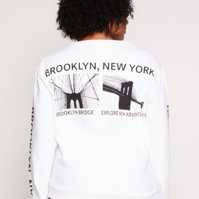 Plus Size Brooklyn Bridge Graphic Pullover Sweatshirt