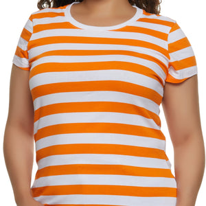 Plus Size Striped Crew Neck Tee