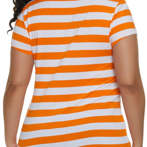 Plus Size Striped Crew Neck Tee