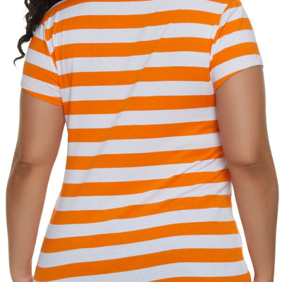 Plus Size Striped Crew Neck Tee