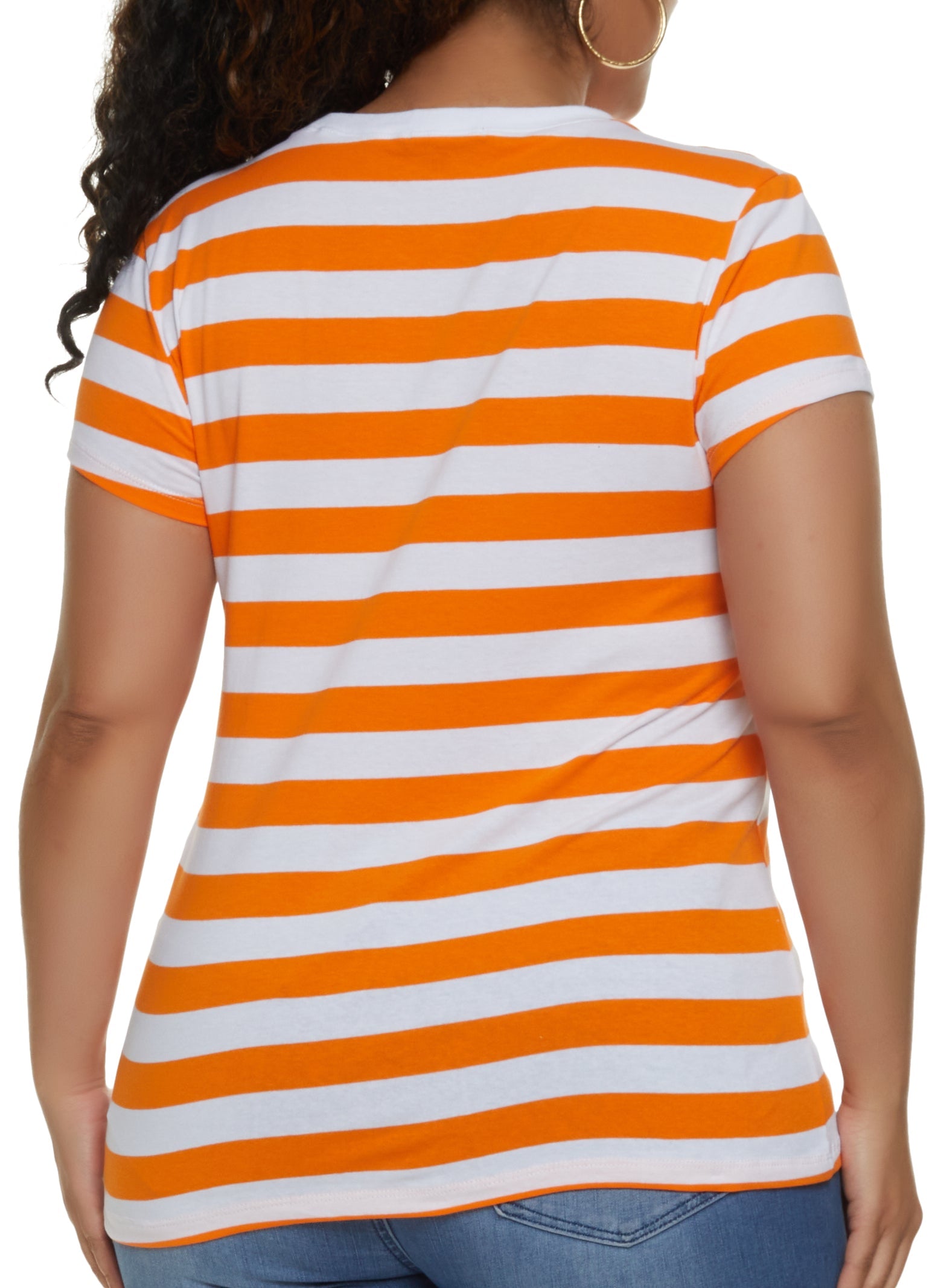 Plus Size Striped Crew Neck Tee