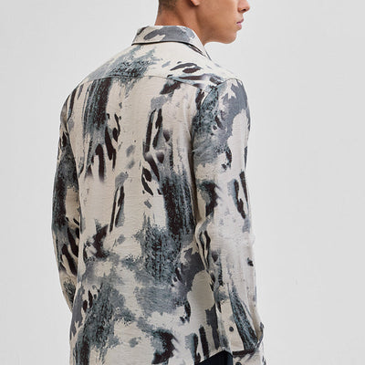 Cream Textured Abstract Shirt