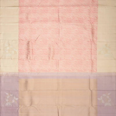 Cream Handloom Kanchipuram Silk Saree With Serpentine Motifs