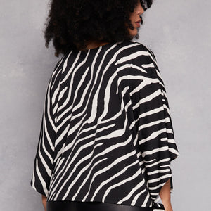 Plus Size Animal Print Batwing Sleeve Top