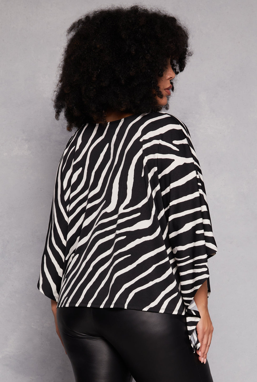 Plus Size Animal Print Batwing Sleeve Top