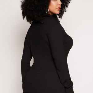 Plus Size Textured Knit Side Slit Top