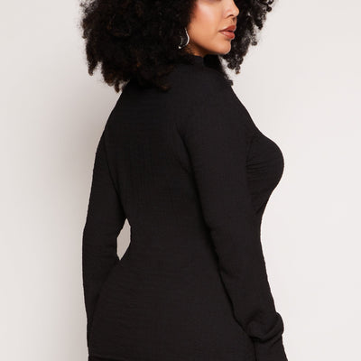 Plus Size Textured Knit Side Slit Top