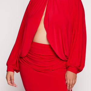 Plus Size Mock Neck Split Hem Top
