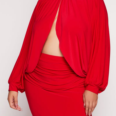Plus Size Mock Neck Split Hem Top
