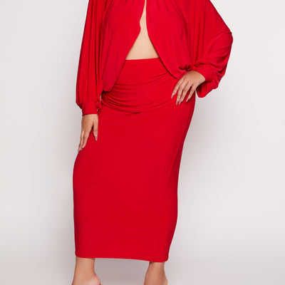 Plus Size Mock Neck Split Hem Top