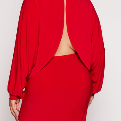 Plus Size Mock Neck Split Hem Top