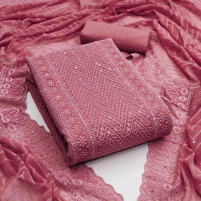 Georgette Chikankari Work Womens Dress Material (Unstitched)