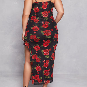 Plus Size Almost Famous Floral Print Asymmetrical Cami Dress