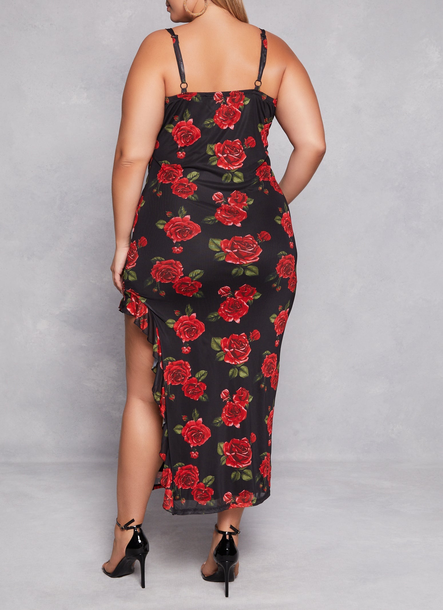 Plus Size Almost Famous Floral Print Asymmetrical Cami Dress