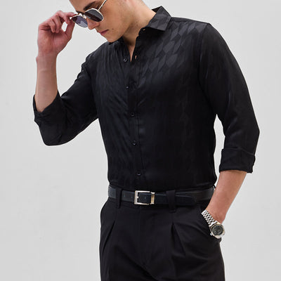 Black Self-Design Shirt