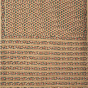 Beige Woven Jaipur Cotton Saree With Brown Printed Floral Motifs