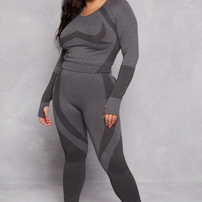 Plus Size Seamless Color Block Active Leggings