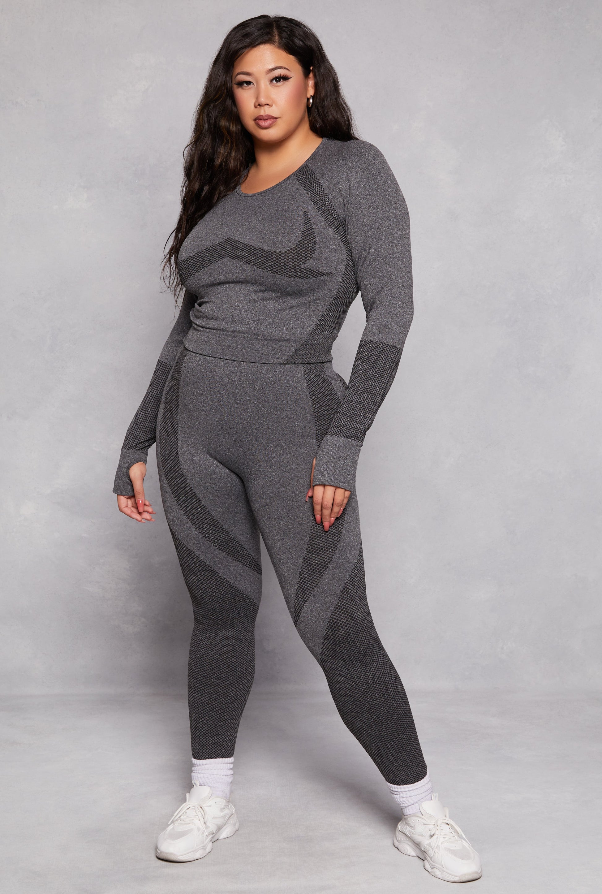 Plus Size Seamless Color Block Active Leggings