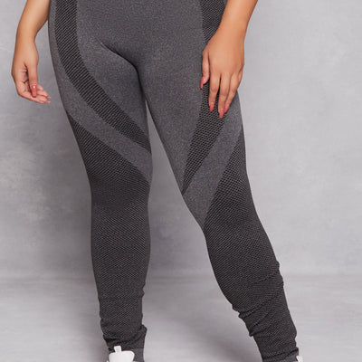 Plus Size Seamless Color Block Active Leggings