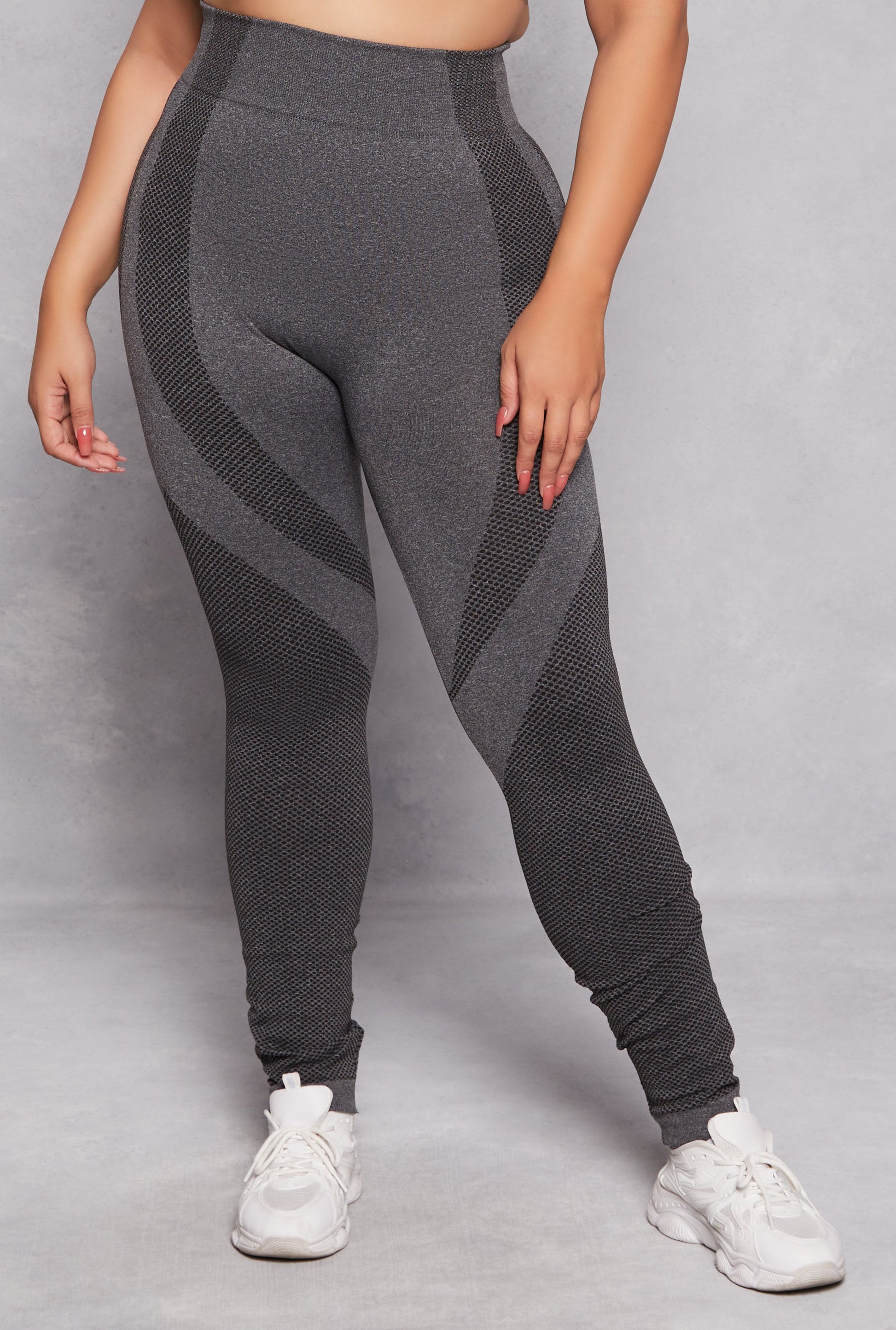 Plus Size Seamless Color Block Active Leggings