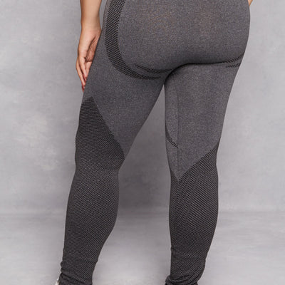 Plus Size Seamless Color Block Active Leggings