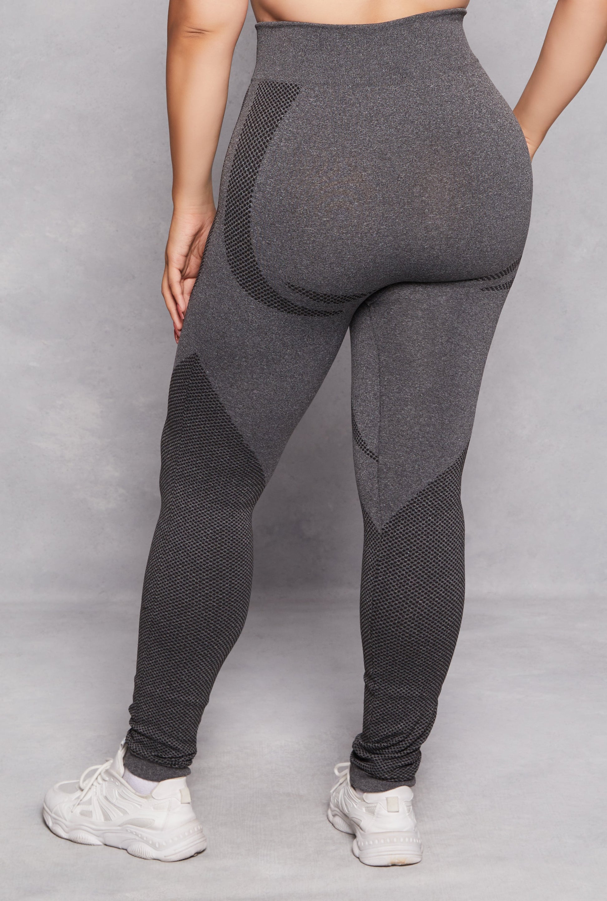 Plus Size Seamless Color Block Active Leggings