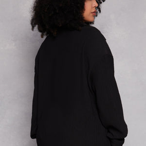 Plus Size Textured Knit Button Down Shirt