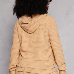 Plus Size Textured Knit Hooded Sweatshirt