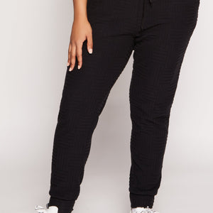 Plus Size Geometric Embossed Joggers