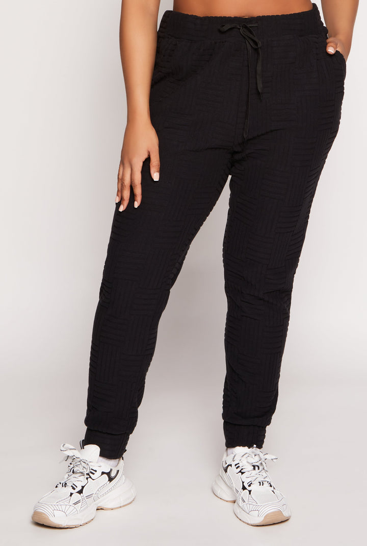 Plus Size Geometric Embossed Joggers