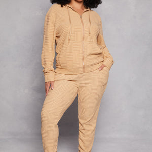 Plus Size Geometric Embossed Joggers