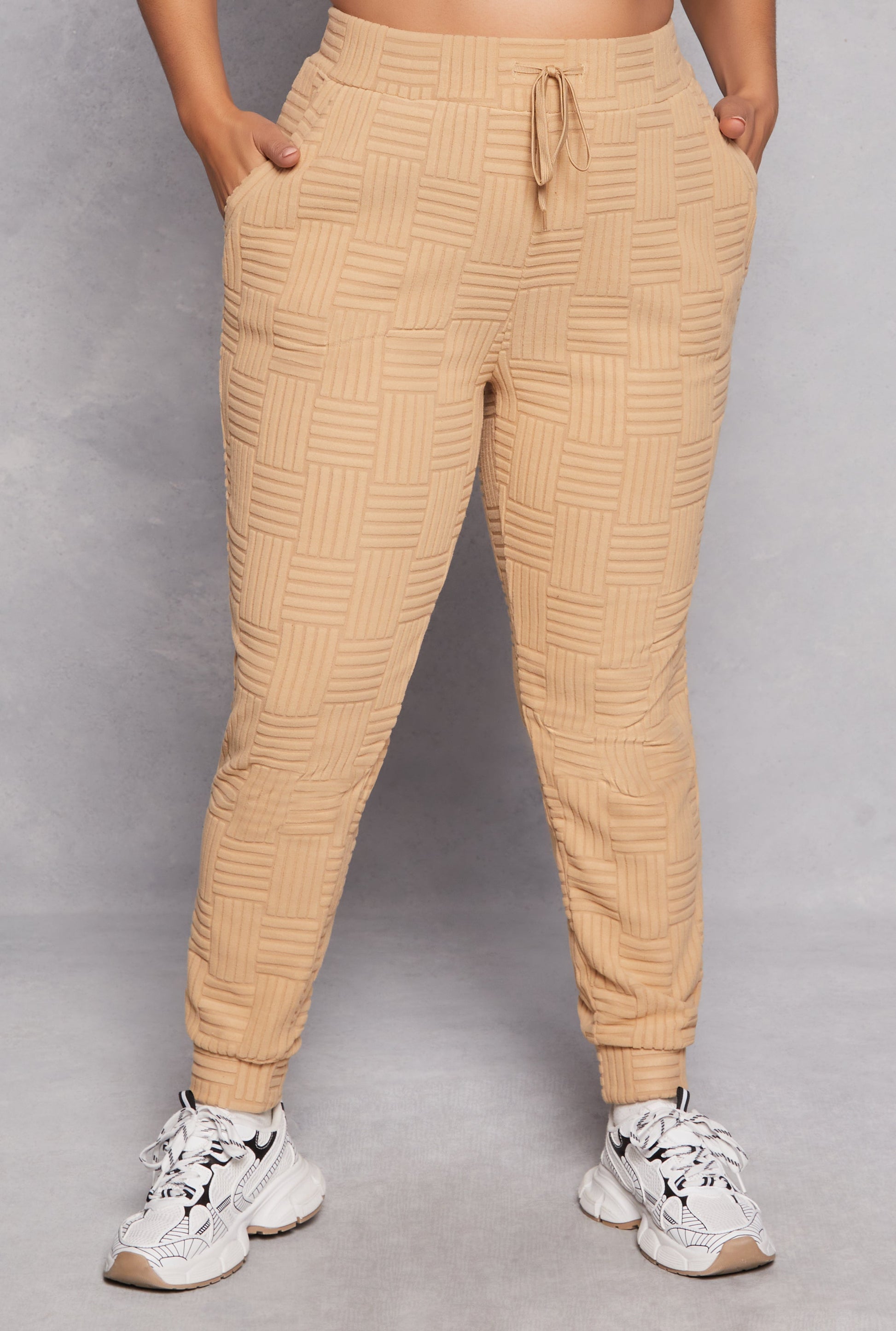 Plus Size Geometric Embossed Joggers