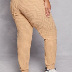Plus Size Geometric Embossed Joggers