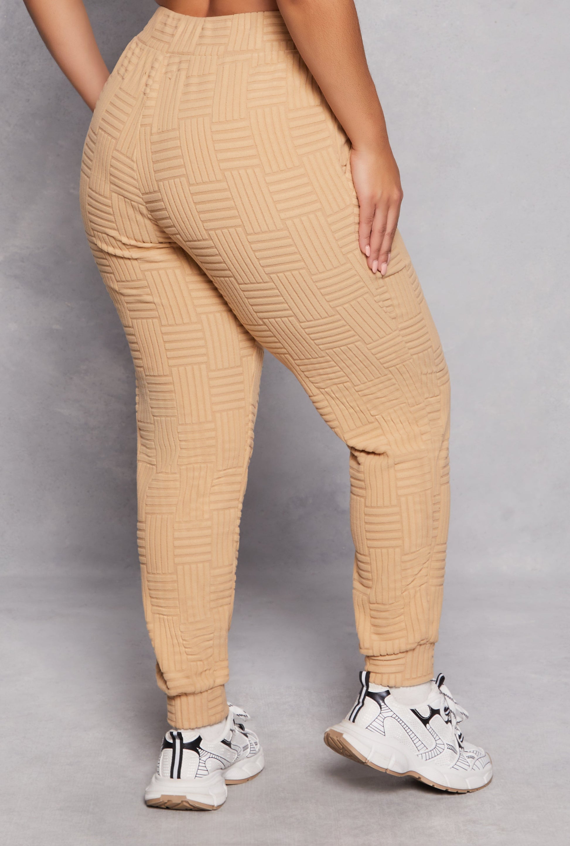 Plus Size Geometric Embossed Joggers