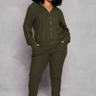 Plus Size Geometric Embossed Joggers