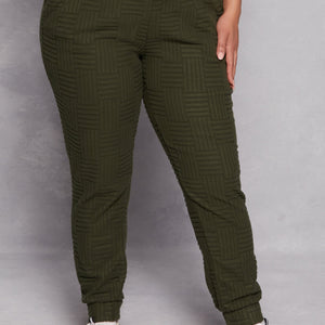 Plus Size Geometric Embossed Joggers