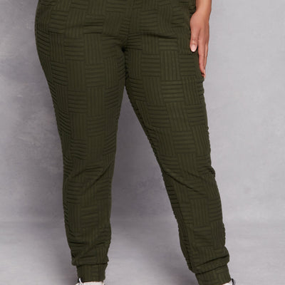Plus Size Geometric Embossed Joggers