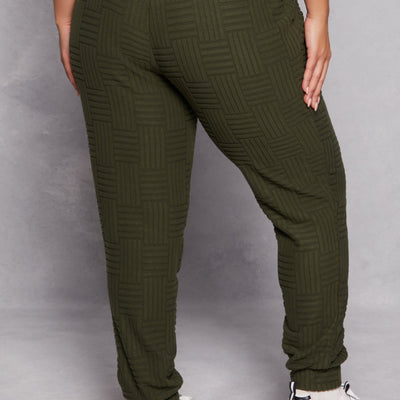 Plus Size Geometric Embossed Joggers