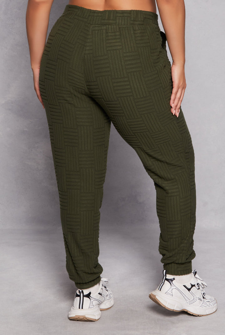 Plus Size Geometric Embossed Joggers