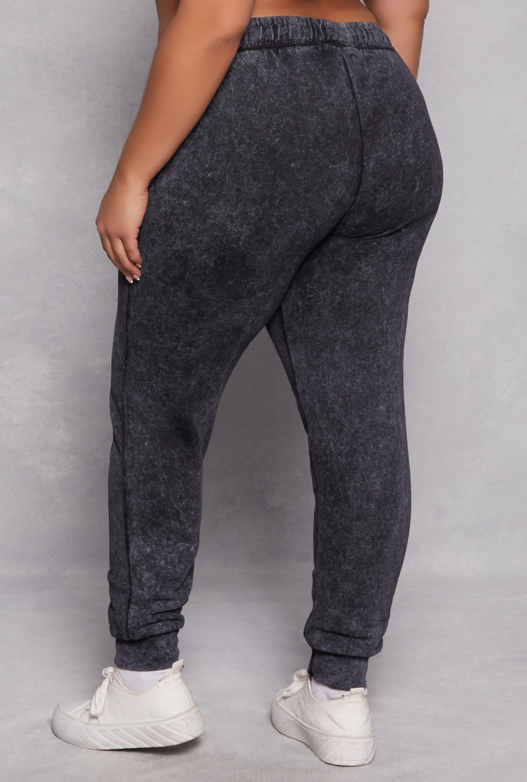 Plus Size Acid Wash Drawstring Joggers