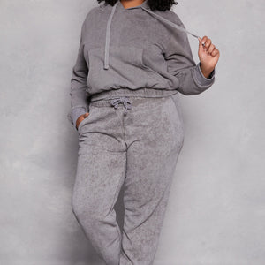Plus Size Acid Wash Drawstring Joggers