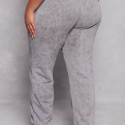 Plus Size Acid Wash Drawstring Joggers