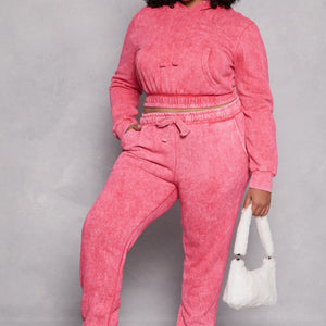 Plus Size Acid Wash Drawstring Joggers