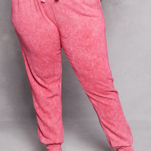 Plus Size Acid Wash Drawstring Joggers