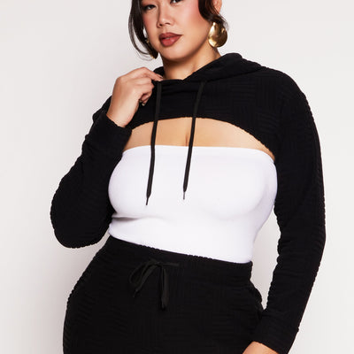 Plus Size Geometric Patterned Shrug Sweatshirt