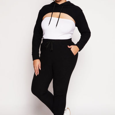 Plus Size Geometric Patterned Shrug Sweatshirt