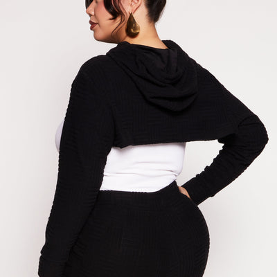 Plus Size Geometric Patterned Shrug Sweatshirt