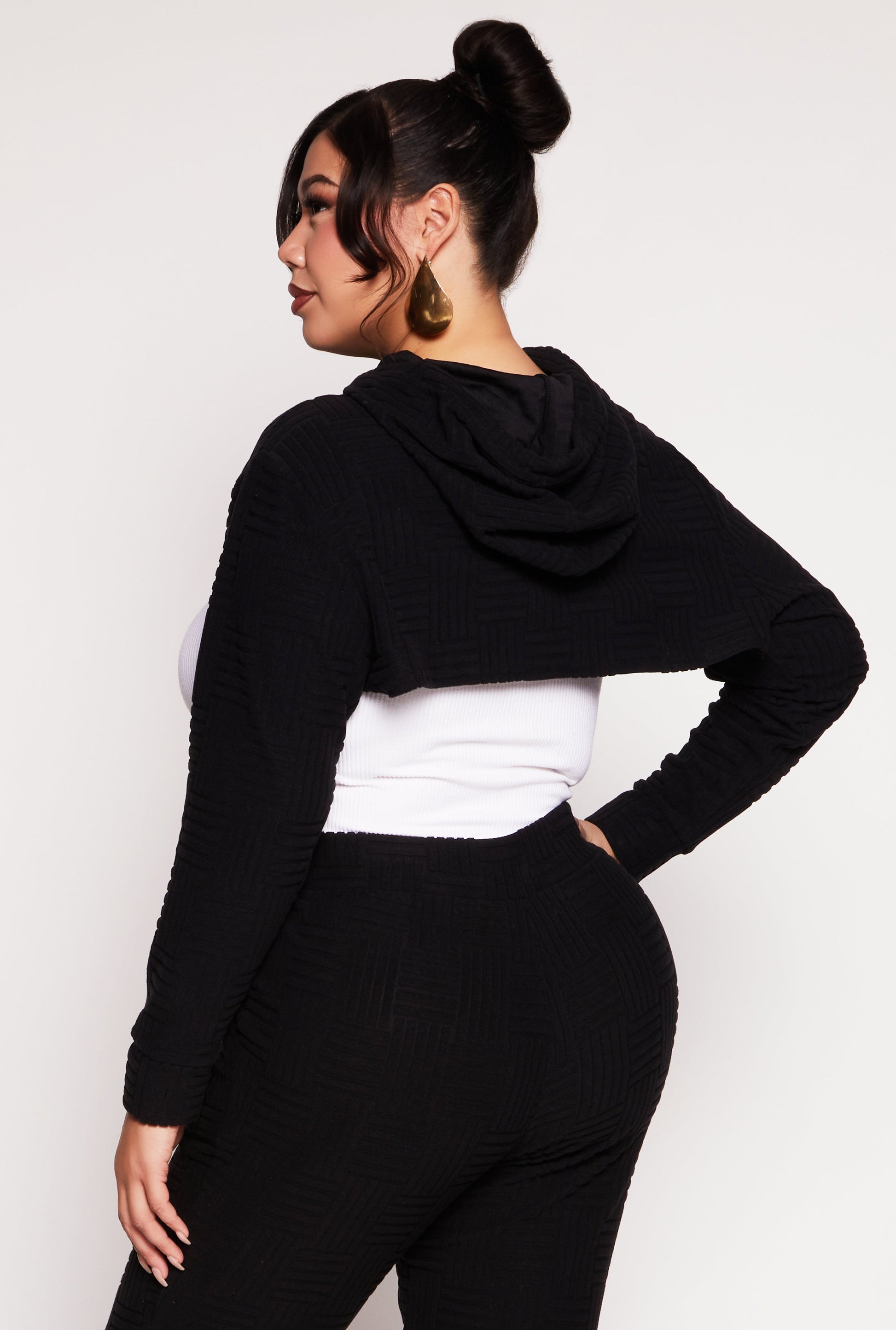 Plus Size Geometric Patterned Shrug Sweatshirt