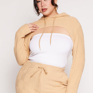 Plus Size Geometric Patterned Shrug Sweatshirt