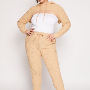 Plus Size Geometric Patterned Shrug Sweatshirt